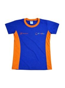 Camiseta M.C.Azul com Faixa Lateral Laranja - uniforme Crideal