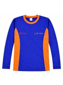 Camiseta M.L.Azul com Faixa Lateral Laranja - uniforme Crideal